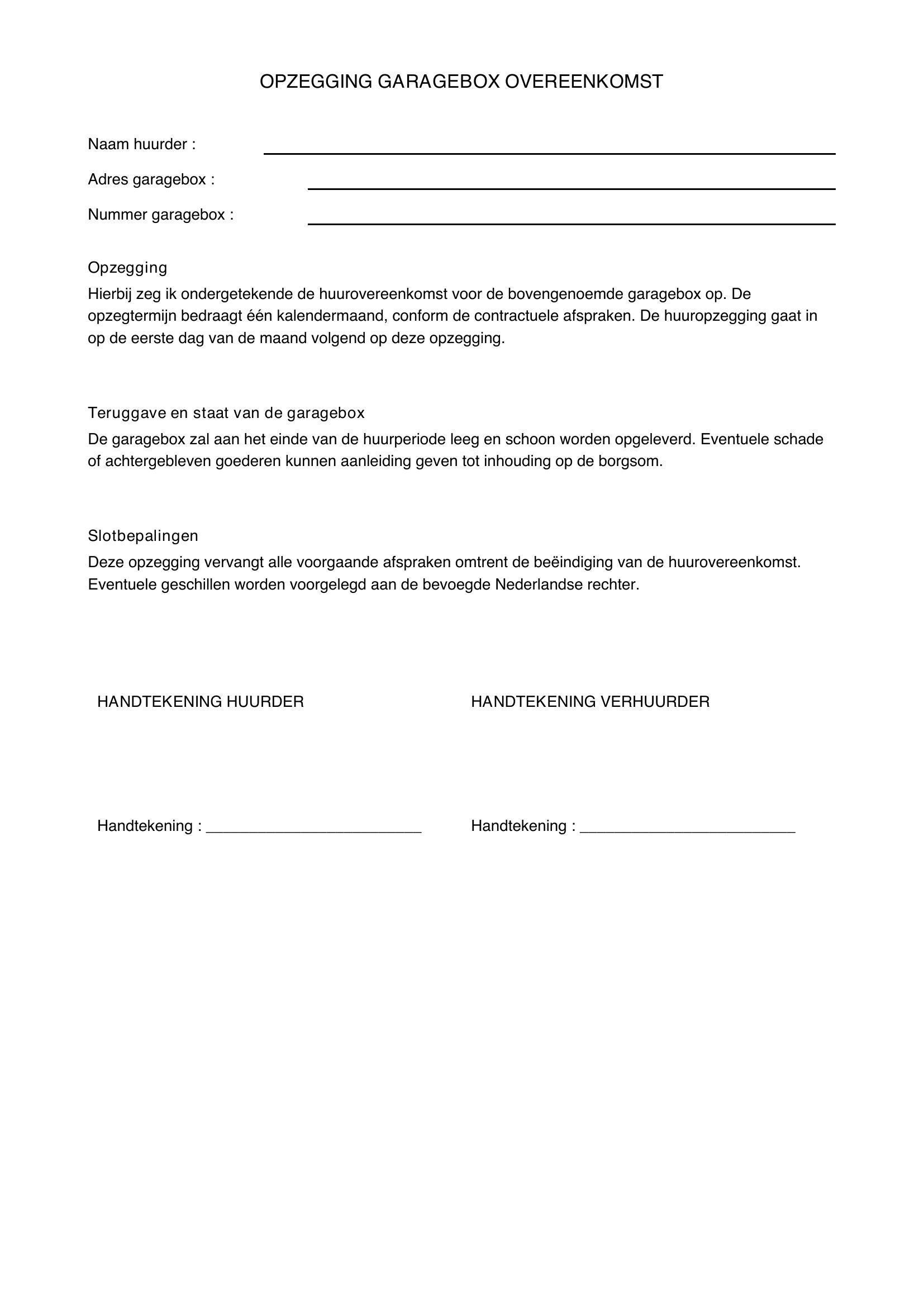 Opzeg Garagebox Voorbeeld